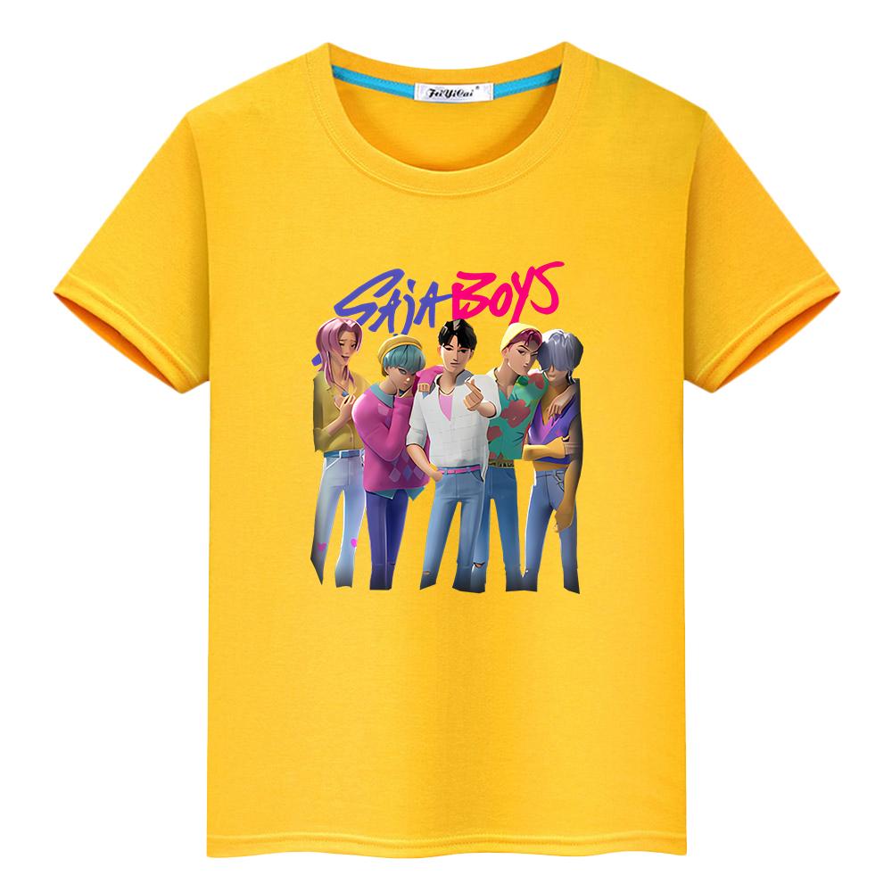 Saja Мальчики Принт 100%Хлопок футболка для детей мальчик 10лет аниме Короткий kpop охотники на демонов Кавайные футболки Милые топы y2k одежда для девочек