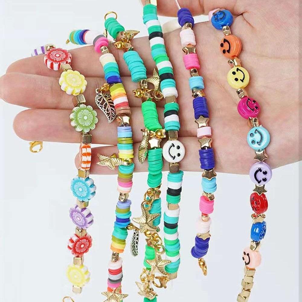 Материалы для самостоятельного изготовления 6 мм, бусины, браслет, плоский, для брелоков, подходящие по цвету, однотонные, круглые, ручная работа, полимерная глина, ювелирные изделия, аксессуары