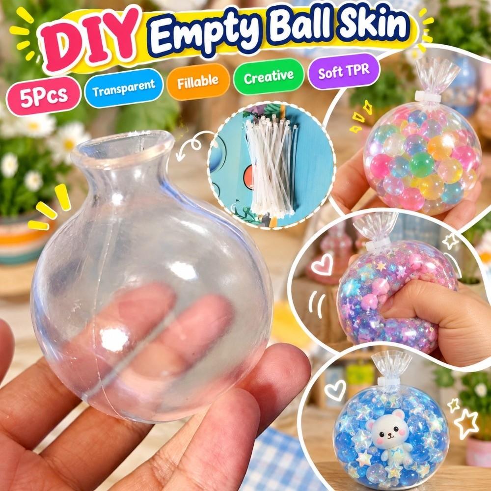 5Pcs 6cm DIY Empty Ball Skin Transparent DIY Squeeze Toy Handmade Ball Skin Adults Beginners