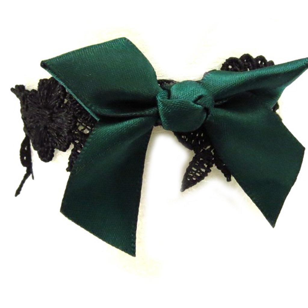 Les Trésors De Lily [K6583] - Black Green 'Courtisanes' Ankle Chain (lace)