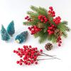 10/30pcs Artificial Pine & Holly Berry Christmas Decor - Red Berry Branches for Tree/Wreath/Gift, Festive Home Holiday Ornament