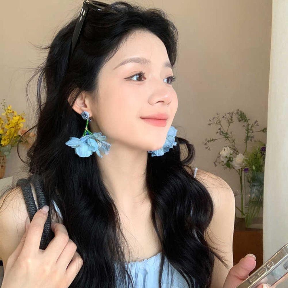 Exaggerated Beach Earrings Sweet Petals Stud Earrings Trendy Flower Dangle Earrings  Spring Summer