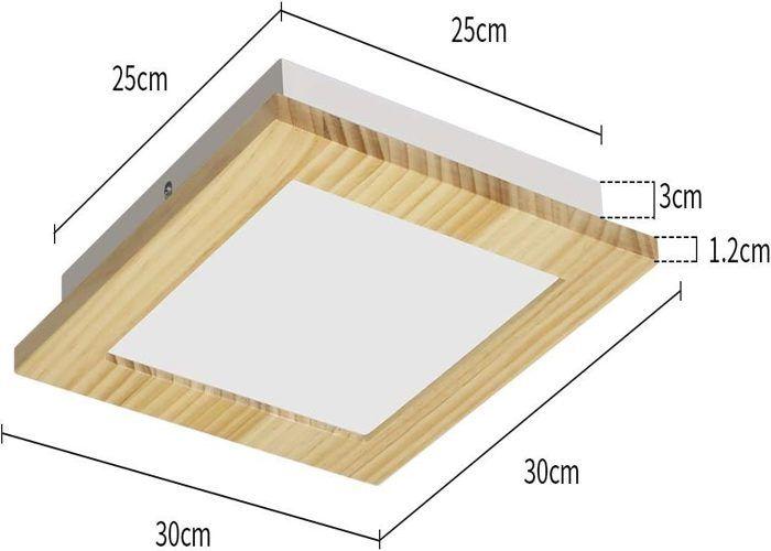 Plafonnier LED - NETTLIFE - 30cm 17W - Bois - 3000K (blanc chaud) - Carré