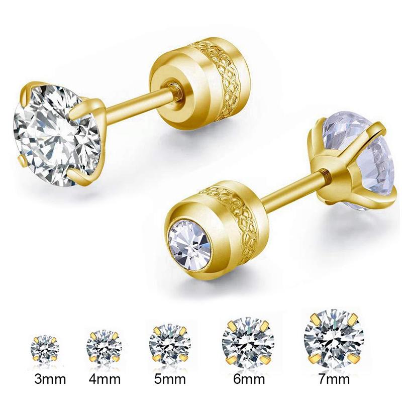 1 шт., корейские серьги из нержавеющей стали с двойным кристаллом циркония для женщин, серьги-гвоздики с винтами, антиаллергические украшения для тела