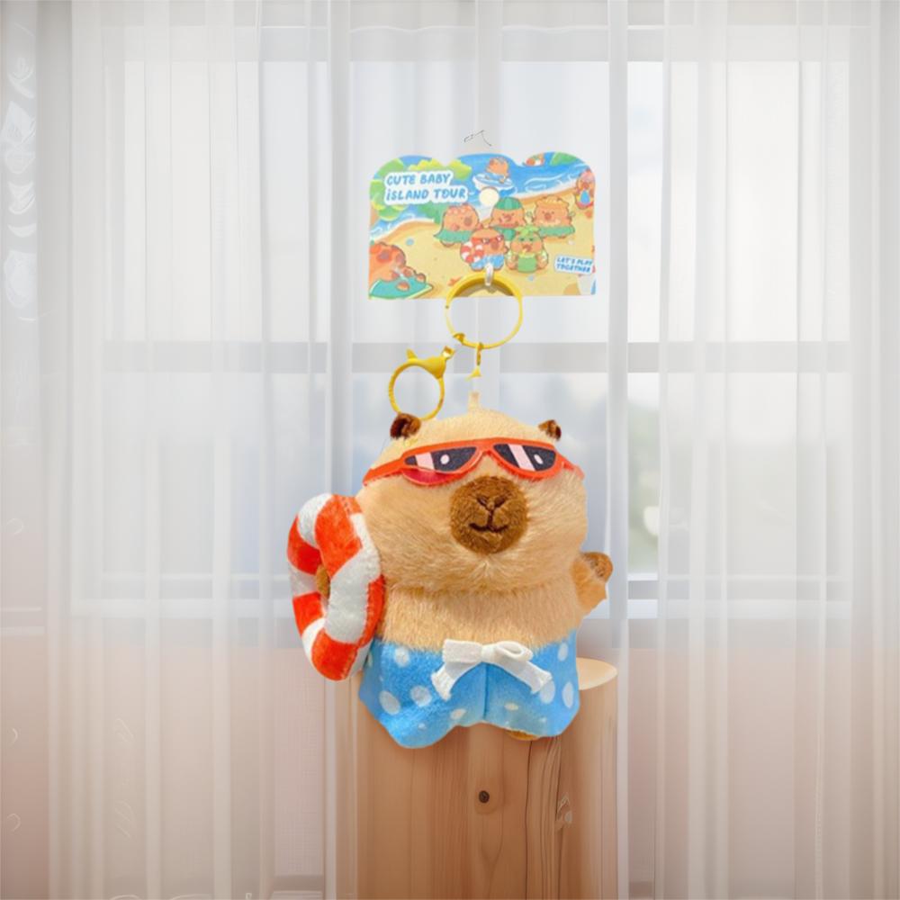 Cute Plush Capybara Keychain Island Style Car Keyring Fashion Capybara Dolls Pendant  Key Decor