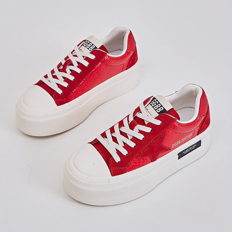 Star Women's Shoes 2025 Autumn New Women's Sports Leather White Shoes Women's Platform Casual Versatile Board Shoes Women's Tide