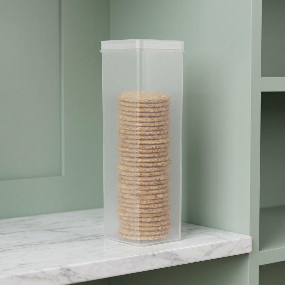 2PCS Plastic Cookie Storage Box Transparent Airtight Food Storage Containers Round/Rectangular with Lid Pantry Organizer Snacks