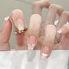French Pearl Heart Diamond Ballet Nail Art - Medium-Length Detachable False Nails
