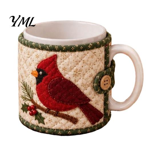 Christmas Sewing Kit for Beginners Quilted Mug Cozy Kit, DIY Holiday Fabric Craft with Festive Themed Kits Patterns, Sleeve Making Beginners, Handmade