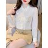 Новый Дизайн Чувство Новый Китайский Вышитый Пуговица Верх Рубашка Женская Иностранный Стиль Длинный Рукав Карман Рубашка Женская A