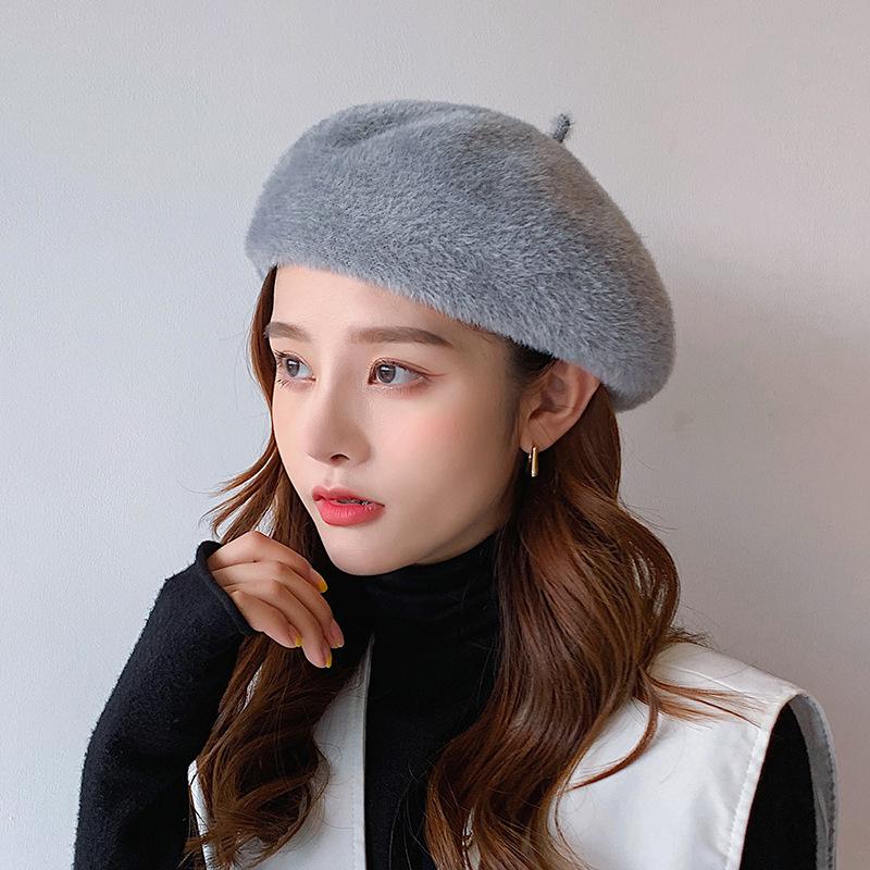 Imitation Mink Women Autumn and Winter Beret British Fashion Trendy New Painter Hat Spring and Autumn Bud Hat