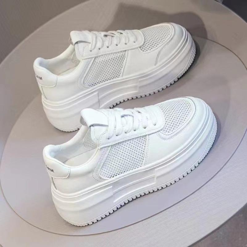 Casual Mesh Surface Breathable Flat Heel Little White Shoes 2024new Fashion Simple All-match White Board Shoes Female Summertime
