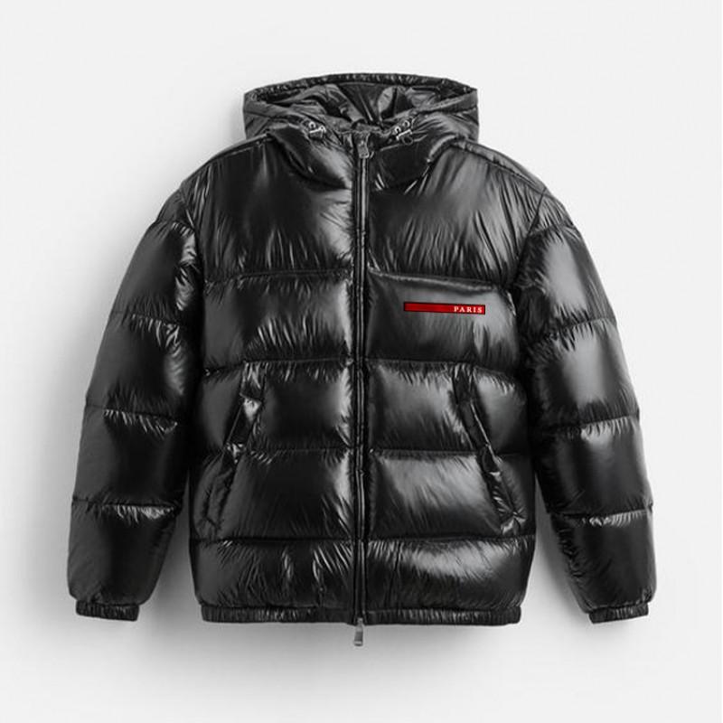 2025 Winter Thick Padded Hooded Cotton Coat Men Women Paris Style Letter Print Warm Casual Outerwear