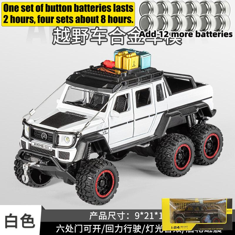 1:28 Mercedes Benz G63 AMG 6×6 Off Road Pickup Truck Alloy Metal Diecast Model Car Sound And Light Pull Back Children's Toy Gift