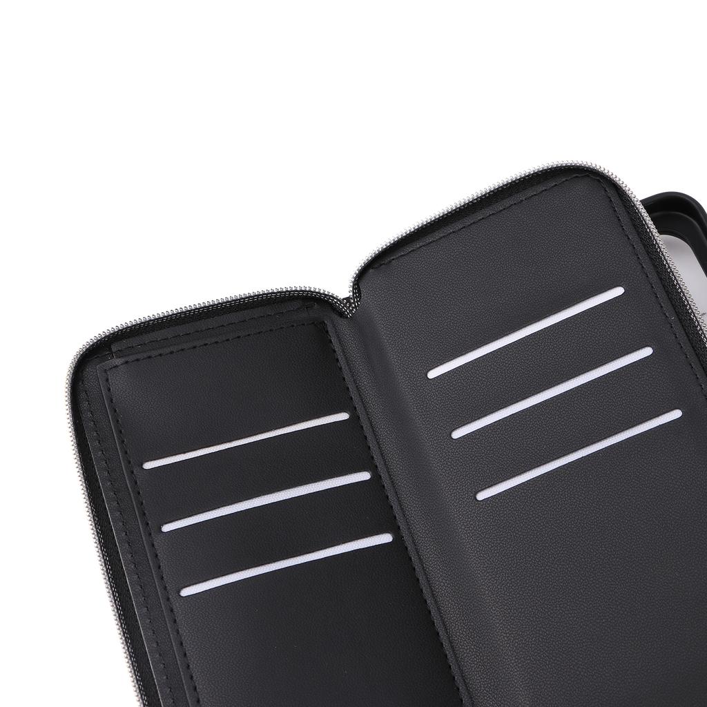 R20 For Samsung Galaxy S24 Case Zipper Leather Phone Cover with 9 Card Slots