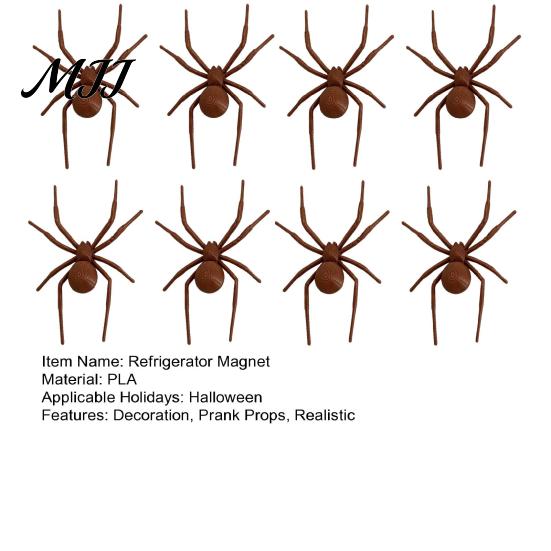 Realistic Halloween Spider Decor 1/4/8Pcs 3D Refrigerator Magnet for Halloween, Scary Fake Magnetic Decoration, Prank Props, Party Favors Metal