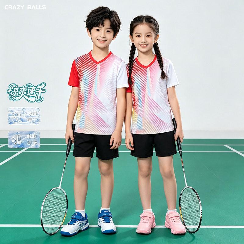 Kids Badminton Training Set Quick-Dry Sportswear Boys Girls Winter Team Uniform Custom Print