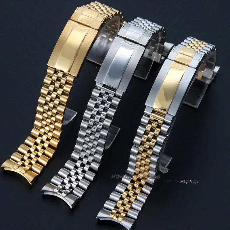 20-мм изогнутый браслет для часов Rolex, цельностальной ремешок для Jubilee, мужской, женский, наручный, высококачественные аксессуары для ремешка