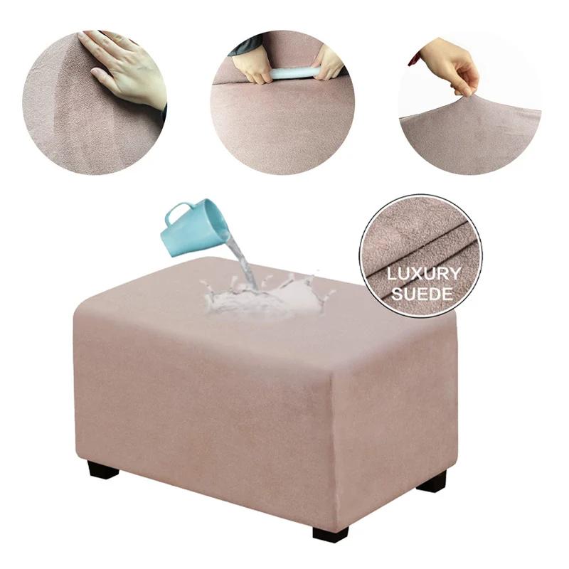 Waterproof Suede Velvet Stool Ottoman Cover Slipcover for Sofa Footstool Home Room Decor Step Stool Covers