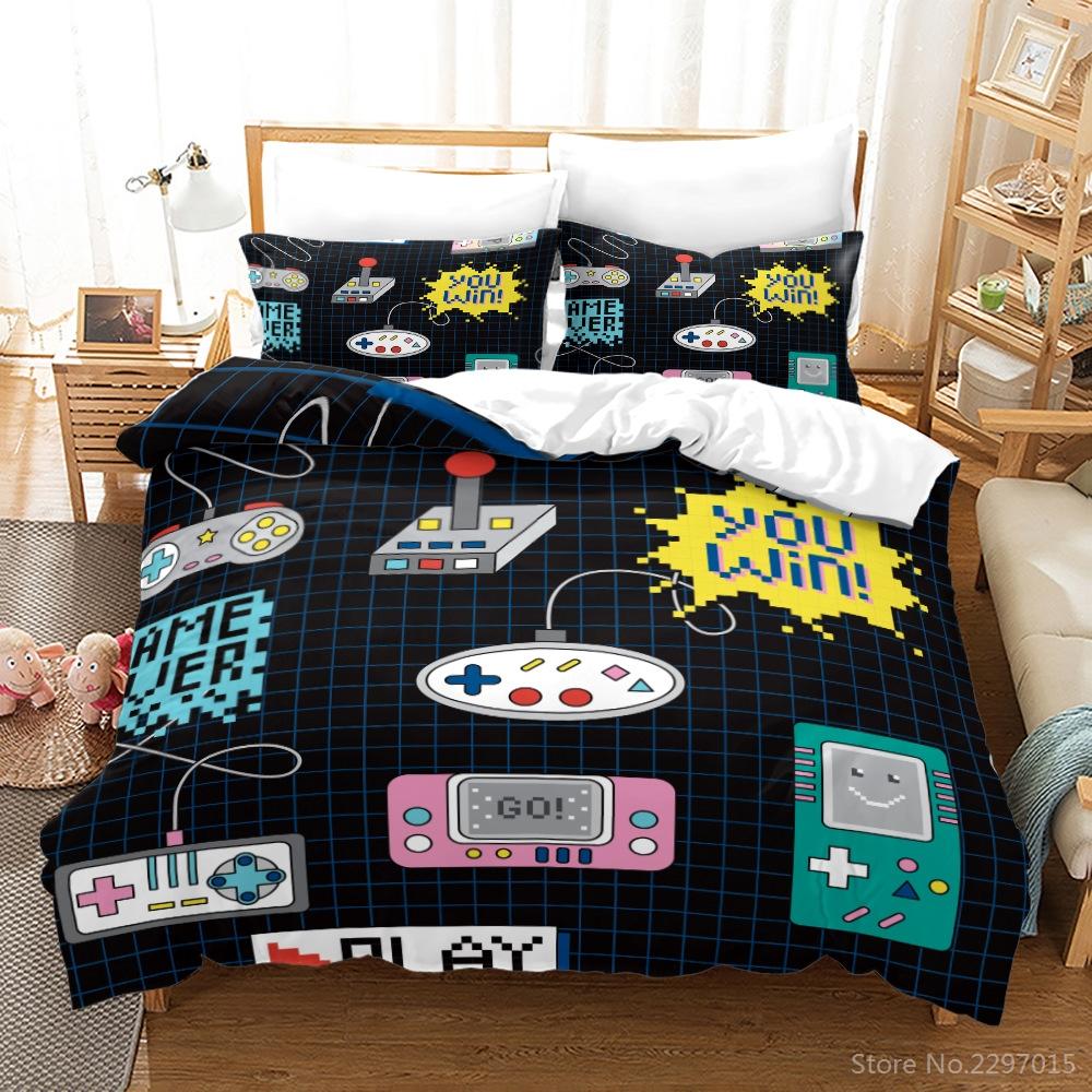 Fashion Black Family Game Gamepad 3d Bedding Set Adult Kids Gifts Pillowcase Duvet Cover Sets Bedroom Decor King Bed Linen Sets