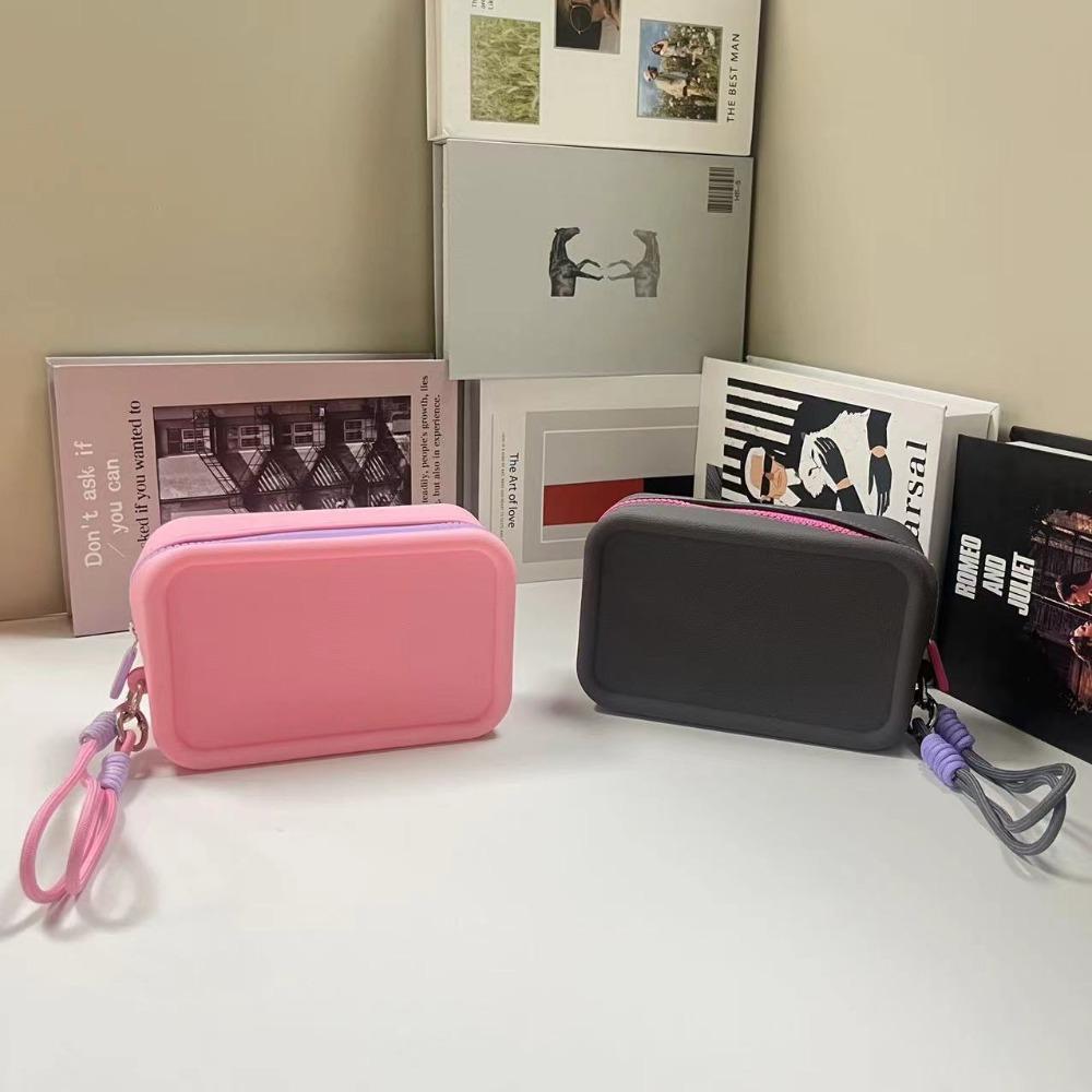 Кошелек для монет на молнии, однотонная косметичка, модный квадратный кошелек с наушниками