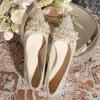 Pearl Pointed Women's Pumps, Bridal Bridesmaids' Wedding Shoes, Can Be Worn Normally, 4cm Thick Heel Shoes, Women's High Heels