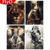Алмазная картина, полный круглый квадратный животный Лев, сделай сам, Алмазная вышивка крестиком, волк, слон, мозаика, набор для рукоделия