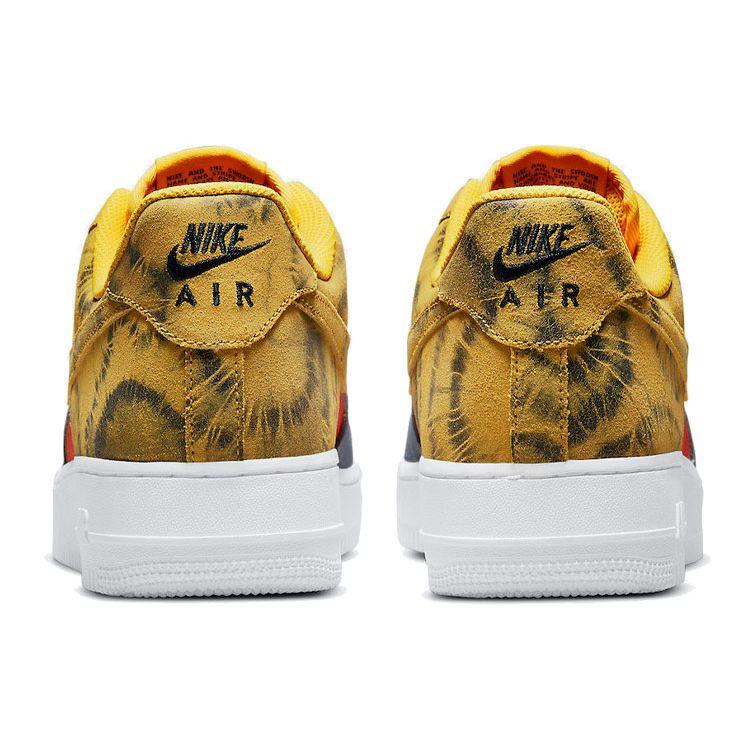 Nike Air Force 1 07 LV8 Dark Sulphur Tie-Dye Мужские кроссовки желтые Dark-Sulfur Team-оранжевые CZ0337-700