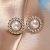 Изысканные цветочные женские серьги с жемчугом, блестящие серьги-гвоздики с цирконием AAA и CZ, свадебные украшения