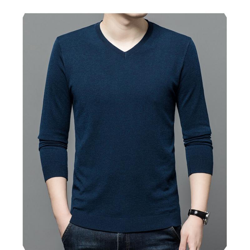 Men S V Neck Slim Fit Knit Sweater Autumn Winter Casual Base Layer
