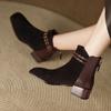 Fashion Women Winter Chelsea Boots 2024Korean Fashion Square Toe Women's High-heeled Shoes All-match Ankle Boot Retro Office Ladies Shoe