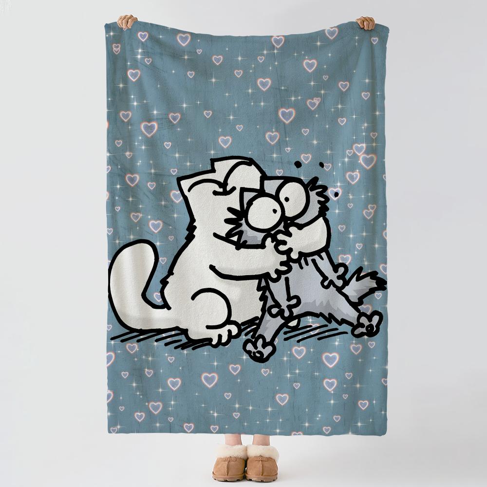 Мультяшное одеяло S-Simons Cat-t Throw, толстое, комфортное, из фланели, для использования в различных ситуациях, в помещении, на улице, для ежедневного сна