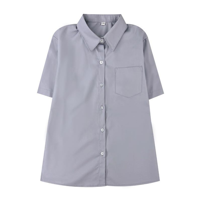 College Style Short Sleeve Shirt With Patching For Women Classroom Uniforms