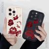 Fashion Sexy Red Lip Print Phone Case For iPhone 16 15 14 13 12 11 Pro Max XS Max X XR 12 13 Mini 14 15 16 Plus Soft Candy Cover