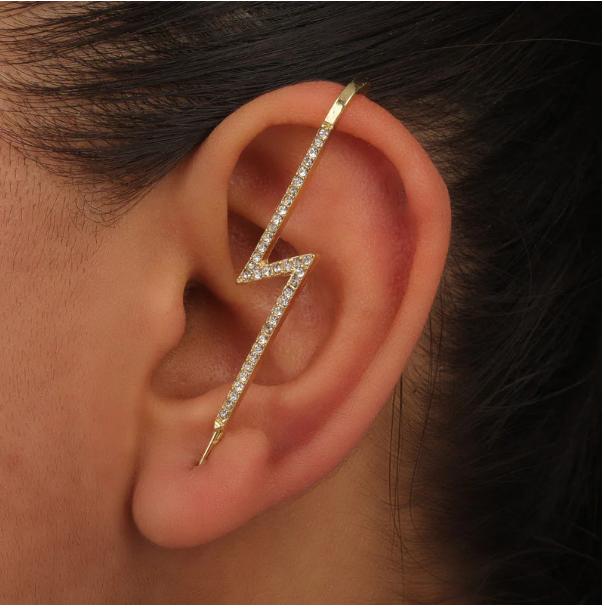 Gold Plated Zircon Thunderbolt Korean Earcuff