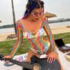 Summer Outfits Transparent Fishnet Tank Tops Bikini Cover Ups Rainbow Swimsuit Women Mesh Dress
