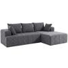 3-Seater Corner Sofa in L-Shape with Ottoman, Convertible Chenille Cloud Sofa Bed with Pocket Spring Upholstery, Gray