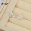 Chic Women's Fashion Accessories 1 Pair Butterfly Stud Earrings for Women, Sparkly Rhinestone Faux Pearl Delicate Wing Earrings, Glitter Cubic