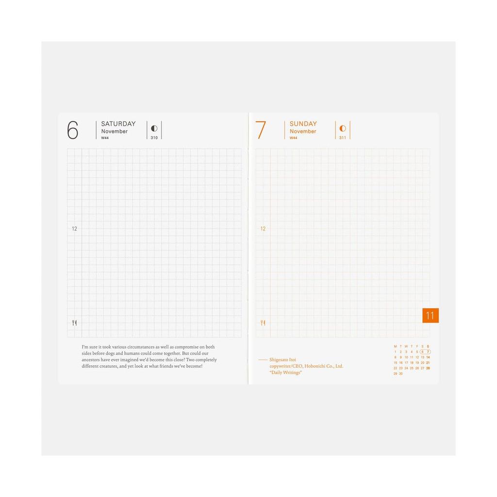 Планер Hobonichi Techo 2027, размер 1 страница в день, январь, понедельник [A6 / (английский) / / начинать]