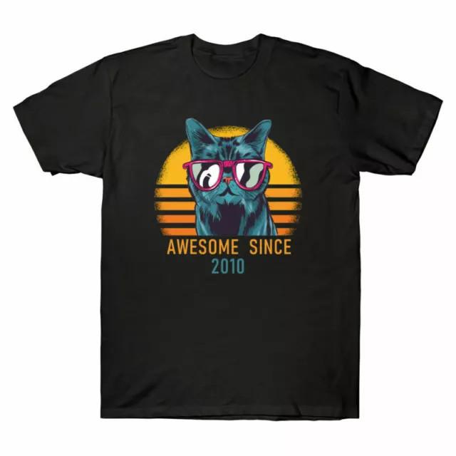Awesome Black Cotton Tee Cotton Tee 2010 Cotton Cat Gift Cool Birthday since