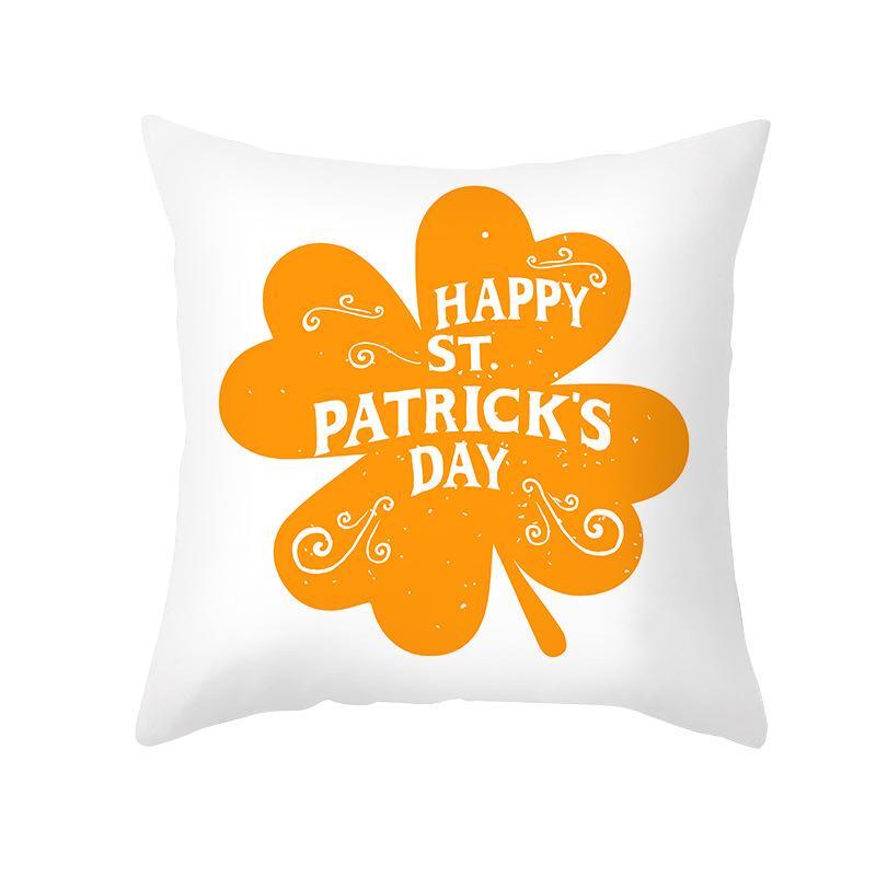 St. Patrick's Day Pillow Cover Nordic Green Four-leaf Clover Sofa Cushion Cover Peach Skin Pillow Cover
