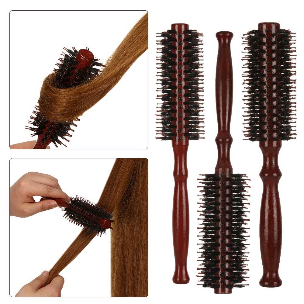 Portable Wooden Hairdressing Tool Hairbrush Boar Bristle Round Brush Round Hair Brush Styling Brush