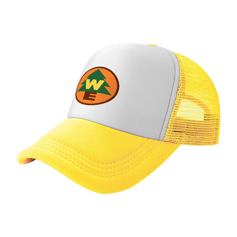 WEE Logo Mesh Trucker Hat White Black Ventilated Baseball Cap Outdoor Style Breathable Design for Unisex and Women