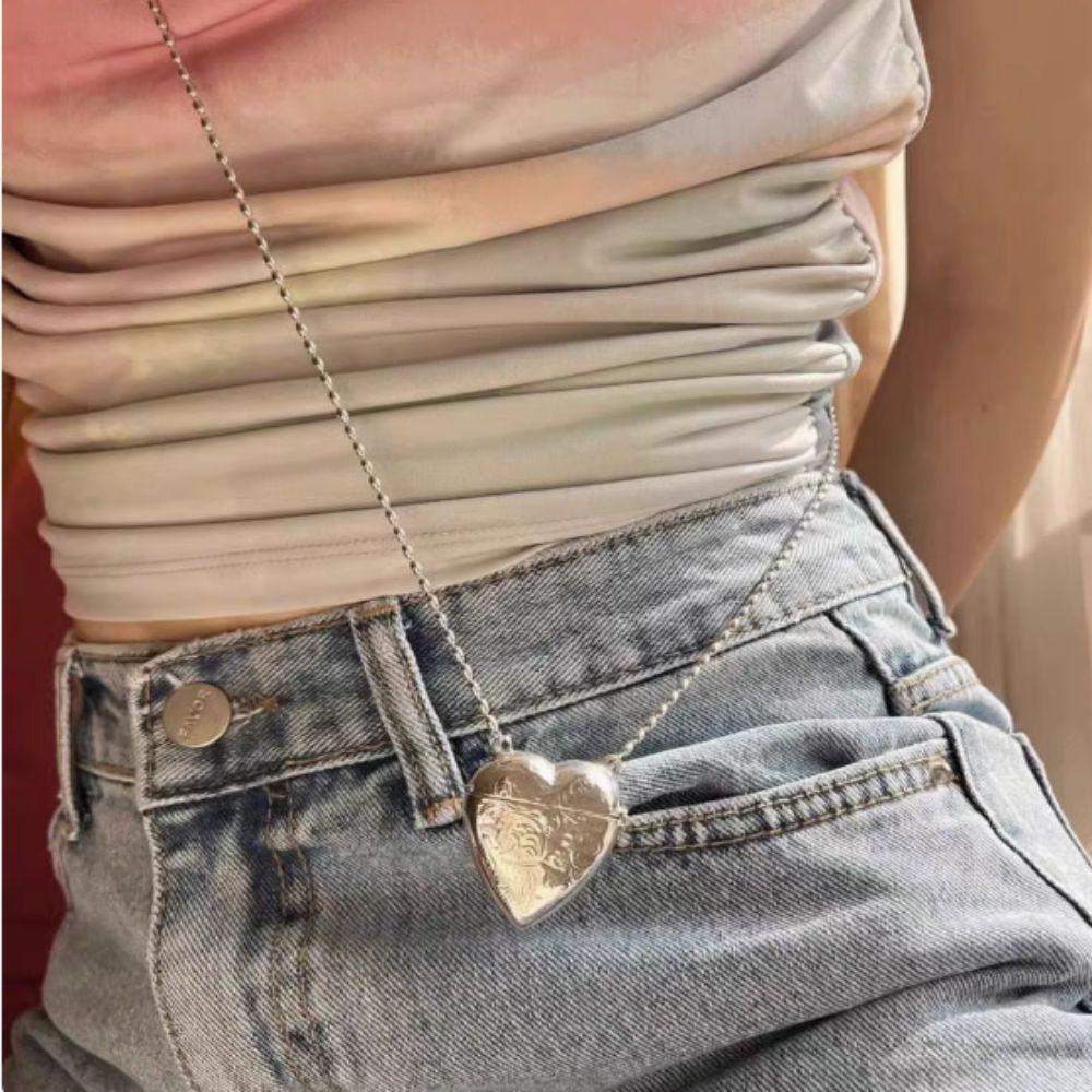 Photo Pendant Heart Locket Necklace Zinc Zinc Alloy Metal Photo Box Pendant Sweater Chain