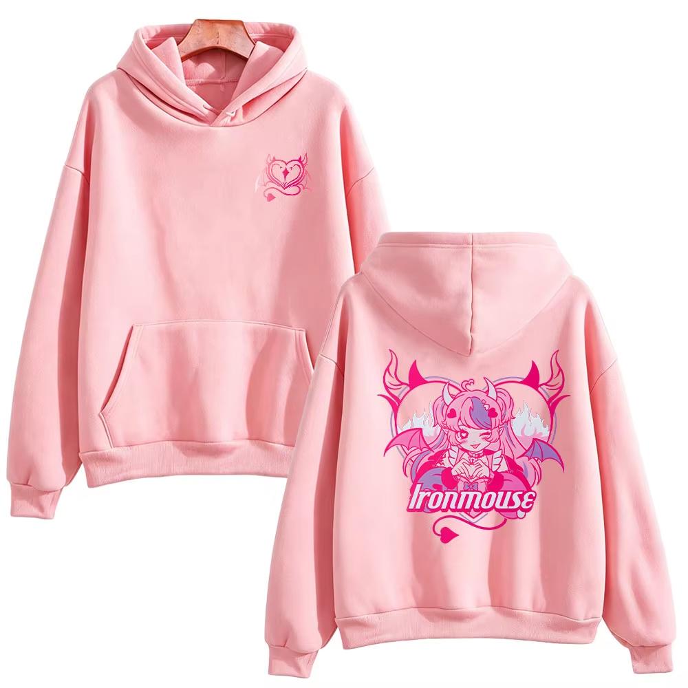 2026 New Hot Ironmouse Double Sided Print VShojo VTuber Graphic Hoodie Y2K Men Women Casual Hip Hop Sweatshirt Trendy Streetwear for Daily Looks
