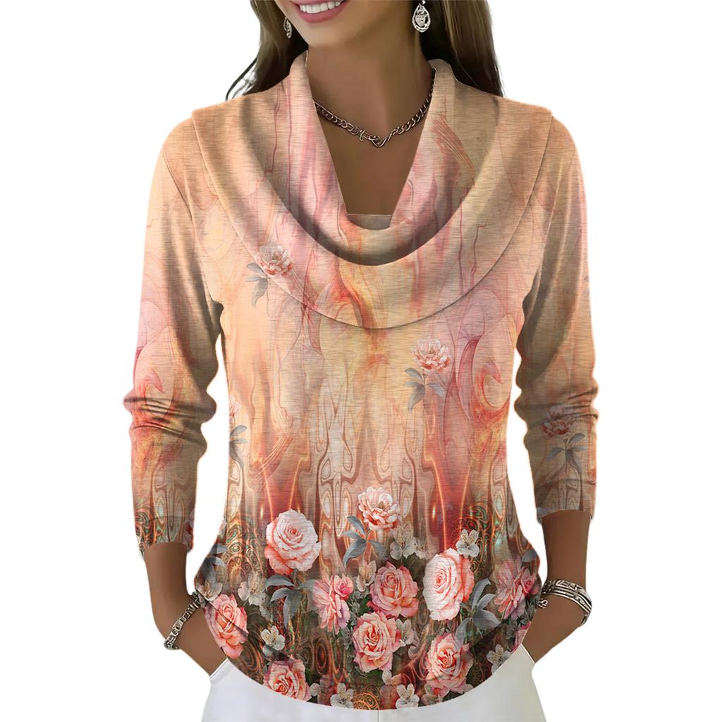 Женский повседневный и модный свитер с круглым вырезом, длинными рукавами и принтом