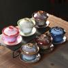 Чайная чашка Jianzhan, фарфоровое блюдце Gaiwan, изысканное звездное небо, глазурованная керамическая печь Gaiwan, трансформационная крышка, миска для супа с крышкой