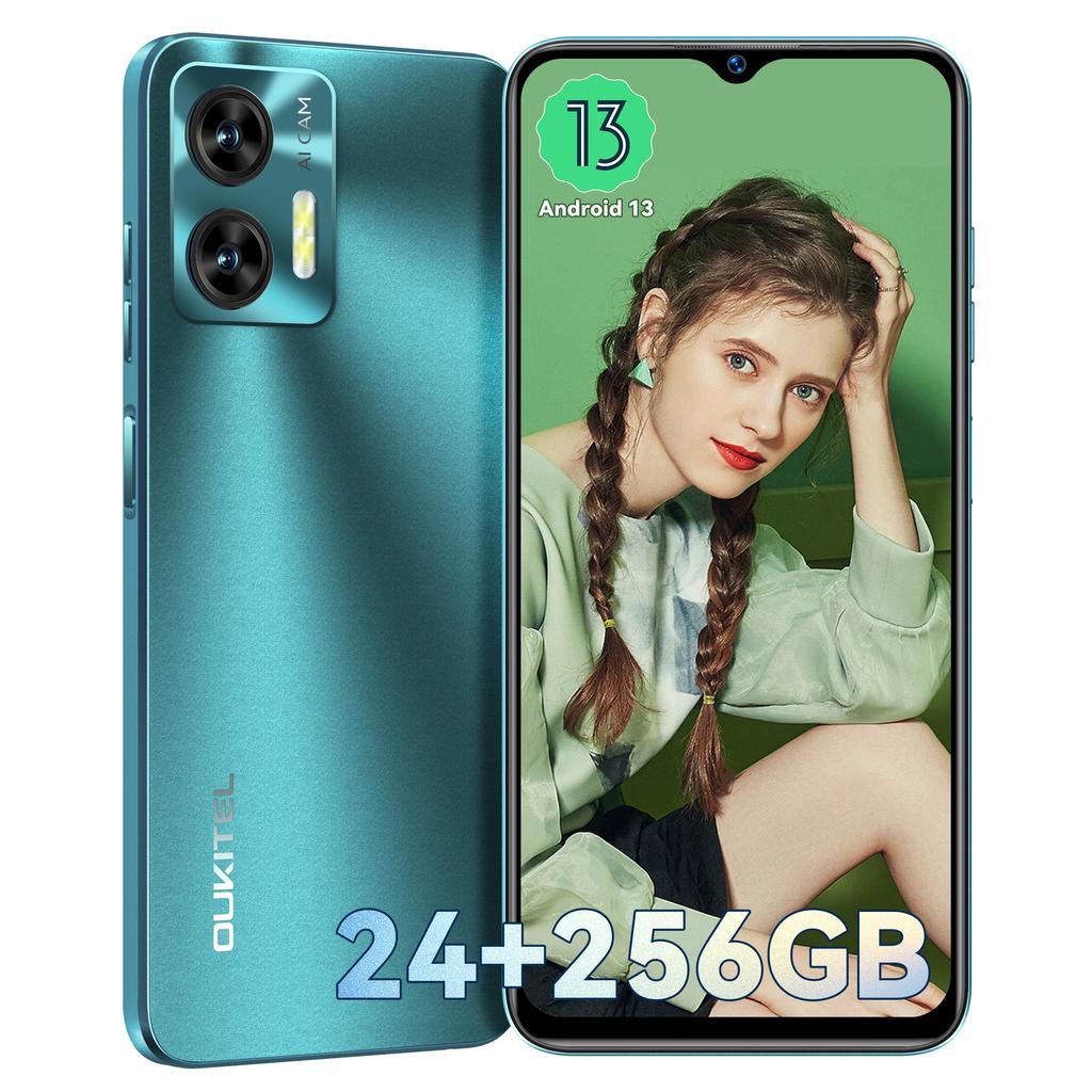 Oukitel Смартфон C35, Android 13, 24 ГБ ОЗУ(12+12)+ 256 ГБ ПЗУ, 6,56-дюймовый HD+, аккумулятор 5150 мАч, камера 50 МП + 8 МП, разблокировка по отпечатку пальца + лицо