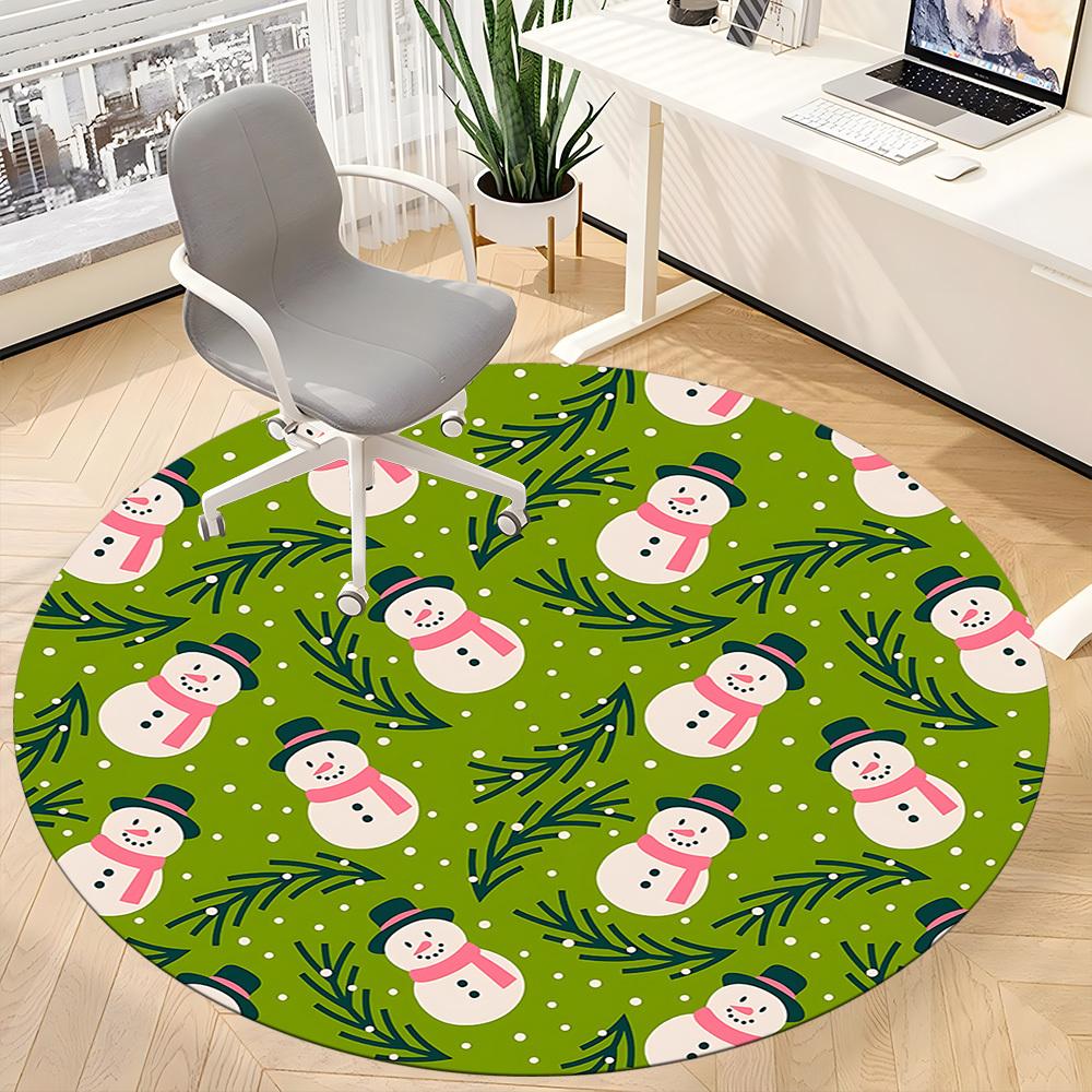 1pc Winter Wonderland Office Round Rug, Carpet for Office, Gaming, Lightweight Round Floor Mat yy260205079