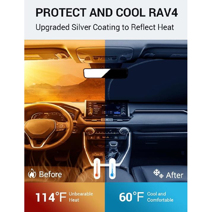 Складная солнцезащитная шторка на лобовое стекло Proadsy 2025 для RAV4, подходит для кроссовера RAV-4 SUV Crossover, TRD Off-Road, LE XLE Premium Limited.